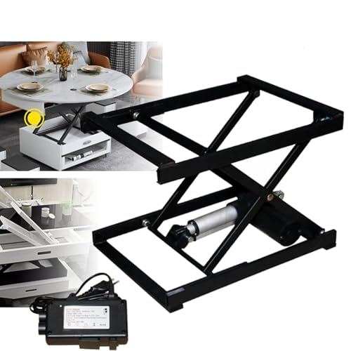 ZyKnaurral Elektrischer Esstisch mit ferngesteuertem Couchtisch, Scherenhubhalterung, 50 kg Hochlast, multifunktionale Hebeplattform, elektrischer Couchtischlift von ZyKnaurral