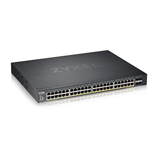 Zyxel Gigabit Ethernet Smart-Managed PoE+ Switch mit 48 Ports, einem Budget von 375 Watt und vier 10G SFP+ Slots, Hybrid Cloud-Modus [XGS1930-52HP] von ZYXEL