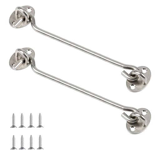 Zydiwo 2 Stück Sturmhaken mit Öse Edelstahl Scheunentürschloss Schloss Haken mit Schrauben für Scheunentür Fenster Tor Kabine (Silber-10 Zoll) von Zydiwo