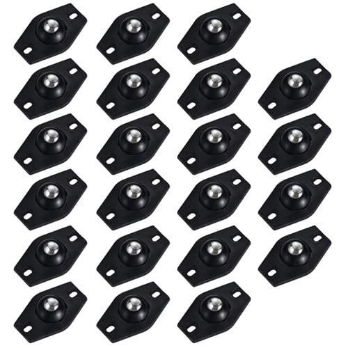 Zydiwo 22 Stück Selbstklebende Rollen Universal Rad 360 Grad Rotation Klebende Riemenscheibe Mini Drehräder Edelstahl für Aufbewahrungsbehälter Möbel Mülleimer (Schwarz) von Zydiwo