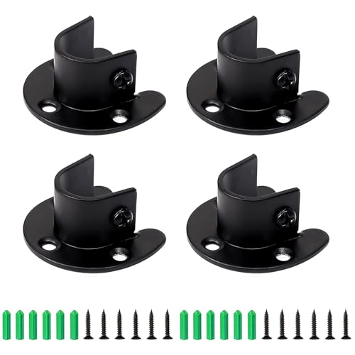 Zydiwo 4 Stück Schrank Rod Bracket Edelstahl Schrank Rod Brackets 32mm Heavy Duty Schrank Rod End Support U-Shaped mit Schrauben (Schwarz-32mm) von Zydiwo