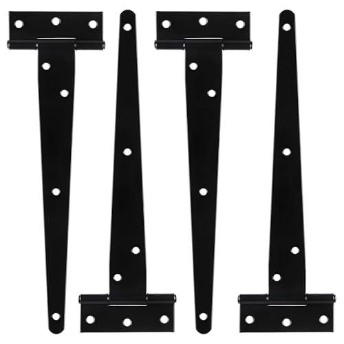 Zydiwo 4 Stück T-Scharniere Schwerlast Schwarze T-Förmige Türscharniere mit Schrauben für Schuppentore Holzzäune Gartentor Fenster (10 Zoll) von Zydiwo