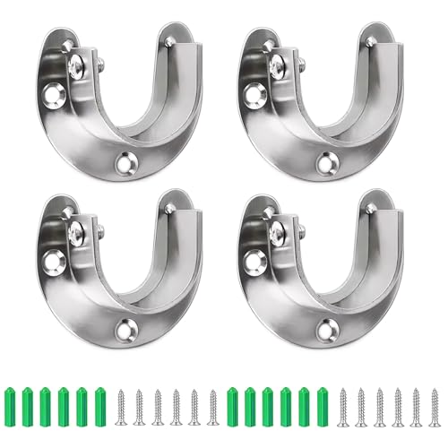 Zydiwo 4 Stück Schrank Rod Bracket Edelstahl Schrank Rod Brackets 32mm Heavy Duty Schrank Rod End Support U-Shaped mit Schrauben (Silber-32mm) von Zydiwo