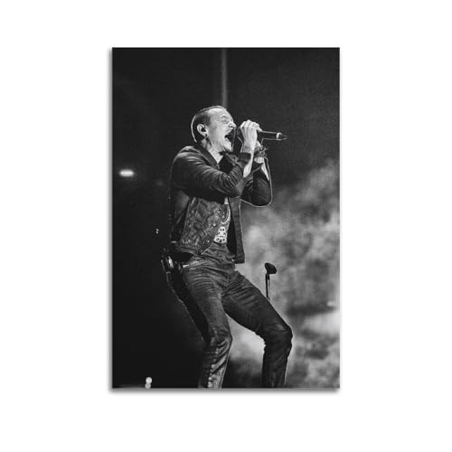 Zyfene Chester Bennington Schwarz-Weiß-Poster, dekoratives Gemälde, Leinwand, Wandkunst, Wohnzimmer, Schlafzimmer, 50 x 75 cm von Zyfene