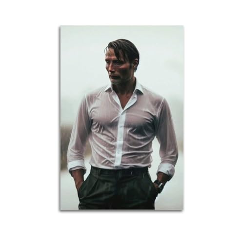 Zyfene Mads Mikkelsen Poster, coole Kunstwerke, Gemälde, Wandkunst, Leinwanddrucke, hängendes Bild, Heimdekoration, Idee, 60 x 90 cm von Zyfene
