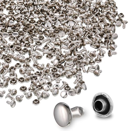 200 Sets Silber Ledernieten Doppelter Ledernieten Röhrenförmige Metallnieten Doppelkappennieten Metallnieten Stoffnieten, Lederverschlüsse Zum Basteln Von Kleidung, Schuhen, Zubehör (6 Mm, Silber) von Zyghjort