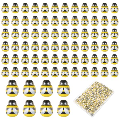 Zyghjort 300 Stück Deko Biene Holz Mini Dekoration Selbstklebend Klein Bienen Bemalte Bienens Basteln Flache Kleine Holzbienen Mit Box Für Heimwerker, Basteln, Scrapbooking, Dekoration, Verzierungen von Zyghjort