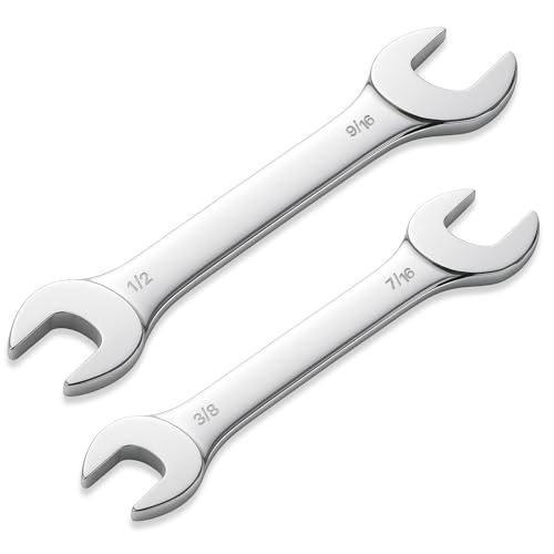 Zyghjort 2 Doppelmaulschlüssel Extra Flach, Gabelschlüsselsatz Set Metrisch Sw 9,5 mm - 14mm Maulschlüssel Kohlenstoffstahl Spiegelverchromt Schraubenschlüssel Set Für Enge Räume von Zyghjort