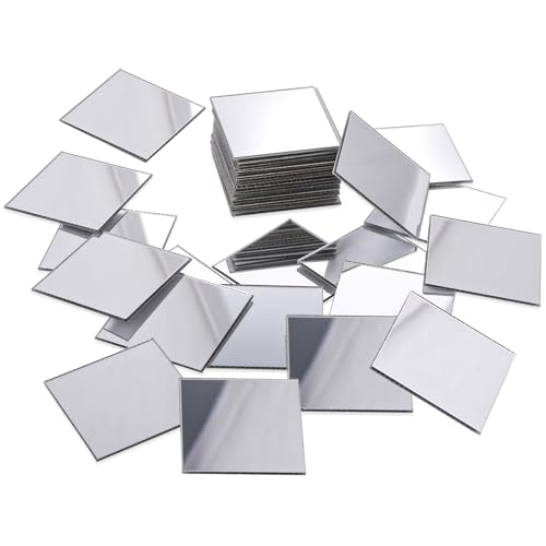 Zyghjort 50 Stück Mini Spiegel, 2.5 × 2.5 cm Acryl Spiegelfliesen Selbstklebend Quadratische Klebespiegel Mosaik Spiegel Dekoration für DIY Wand Deko, Badezimmer, Küche, Handwerkskunst, Tisch von Zyghjort