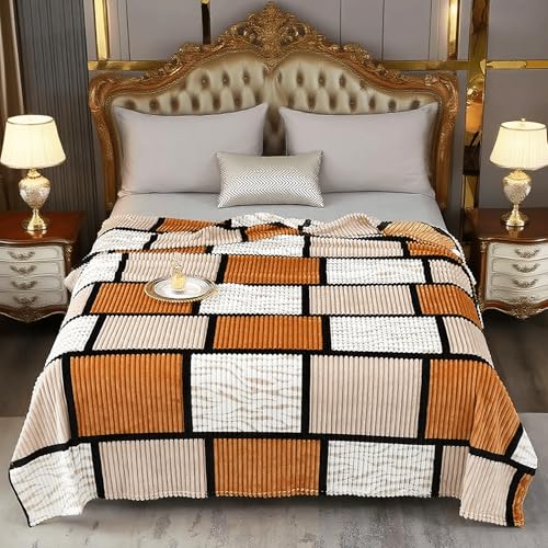 Zyimsva Kuscheldecke Flanell Decke Kuscheldecke Flauschig Muster aus Quadraten Überwurf Mikrofaser Tagesdecke Sofadecke Blanket Für Bett Sofa Schlafzimmer. (Kariert Braun, 150x200 cm) von Zyimsva