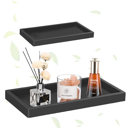 Zyiphor 2 Stück Badezimmer Tablett Deko Tablett Schwarz Silikon Ablageschale Tablett Rechteckig Schwarz Badezimmer Aufbewahrungstablett für Waschtisch, Badewanne, Küchenspüle Zyiphor 2 Stück Badezimmer Tablett Deko Tablett Schwarz Silikon Ablageschale Tablett Rechteckig Schwarz Badezimmer Aufbewahrungstablett für Waschtisch, Badewanne, Küchenspüle von Zyiphor