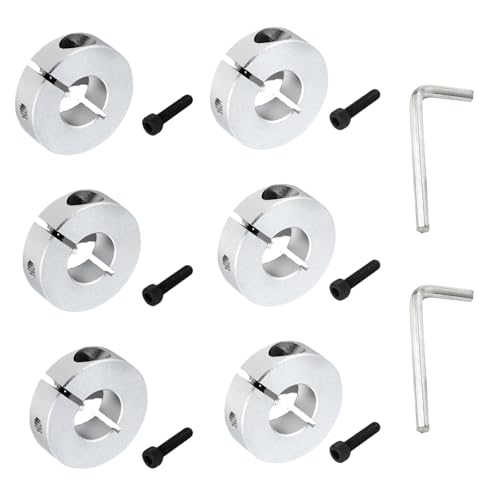 Zyiphor 6 Stück Geteilte Stellringe 20mm Achse Welle Aluminiumlegierung Tiefenanschlagringe Klemm Wellenmanschette Achskappen Wellensicherungsring Klemmring mit Sechskantschlüssel von Zyiphor