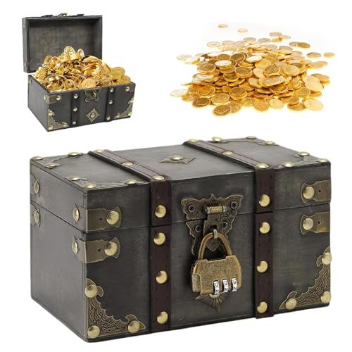 Zyiphor Schatztruhe Vintage Schatzkiste Holz mit Zahlenschloss Piratenschatztruhe Schmuckkästchen mit Deckel Truhe Klein Holzkiste mit Schloss für Kindergeburtstag Aufbewahrung Dekoration Zyiphor Schatztruhe Vintage Schatzkiste Holz mit Zahlenschloss Piratenschatztruhe Schmuckkästchen mit Deckel Truhe Klein Holzkiste mit Schloss für Kindergeburtstag Aufbewahrung Dekoration von Zyiphor