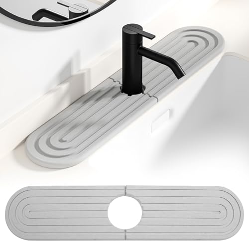 Zyiphor Wasserhahn Abtropfmatte Schmal Wasserhahn Spritzschutz Matte Kieselgur Stein Waschbecken Splash Pad Wasserhahn Schutz Matte (45x10cm) von Zyiphor