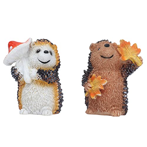 1 Paar Harz Hedgehog Ornament Landscape Tierdekoration für Geburtstagsschlafzimmerstudie von ZykoXental
