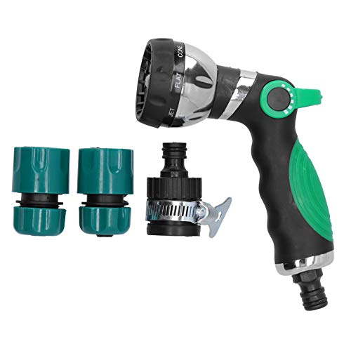 Gartenschlauchspray -Düse Antislip 8 Einstellbare Muster Wassersprühgerät Schnellanschluss Set (Wasserpistole + 4-Punkte-Schnellanschluss Set) von ZykoXental