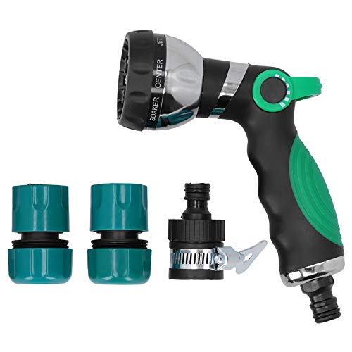 Gartenschlauchspray -Düse Antislip 8 Einstellbare Muster Wassersprühgerät Schnellanschluss Set (Wasserpistole + 6-Punkt-Schnellanschluss Set) von ZykoXental