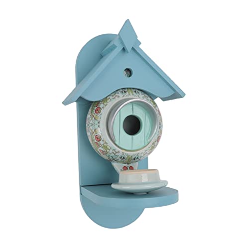 Teekanne Vogelhaus Vogelfutterhäuschen für Garten im Freien Cyan Wild Bird Feeder Trinker von ZykoXental