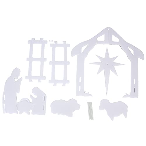 Weihnachtliche Jesus-Szene, weiß, PP, hohles Brett, Outdoor, Krippe für Rasen, Garten von ZykoXental