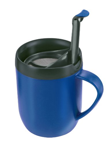 Zyliss E990003 Hot Mug Kaffeebecher, Plastik/Silikon, Blau, Thermobecher, Isoliert Reise Kaffeebecher, Filter Für Gemahlenen Kaffee, Mit Deckel, Camping Cup, Spülmaschinenfest von Zyliss