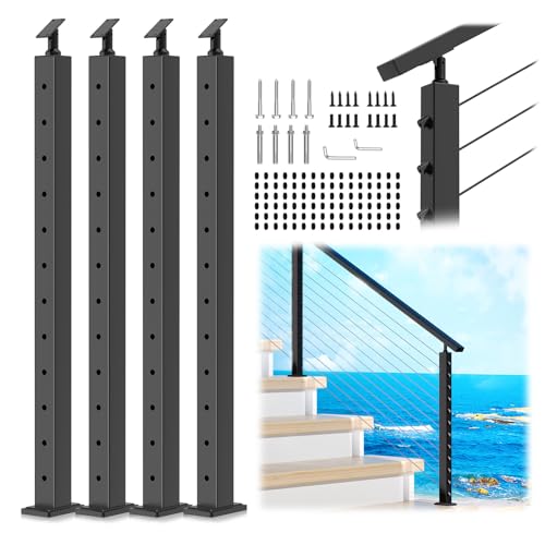 Zylorix Treppenkabel in Marinequalität, 106,7 cm, für 28–38 Grad Treppen, strapazierfähig, 104,1 x 5,1 x 5,1 cm, Oberflächenmontage, SS316 Edelstahl, Kabelgeländersystem für drinnen und draußen Zylorix Treppenkabel in Marinequalität, 106,7 cm, für 28–38 Grad Treppen, strapazierfähig, 104,1 x 5,1 x 5,1 cm, Oberflächenmontage, SS316 Edelstahl, Kabelgeländersystem für drinnen und draußen von Zylorix