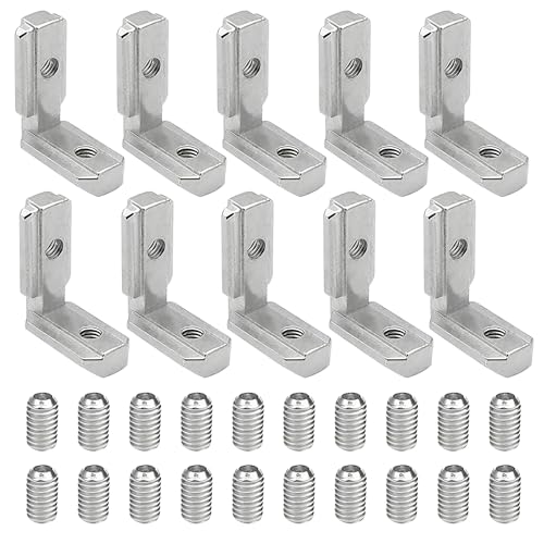 90° L-Form Inneneckverbinder, 10 Stück Aluprofil 30x30 Verbinder, Profilverbinder Zinklegierung, Vernickelt Aluprofil 30x30 Zubehör mit Schrauben, L Form Winkelverbinder für EU-Norm Aluprofil von Zyluniy
