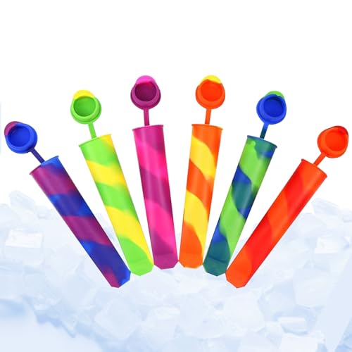 Eisförmchen Popsicle Formen, 6 Stück Wassereis Eislutscher, Eisformen Wassereis mit Deckel, Wiederverwendbar Popsicle Eisform für Wassereis für Kinder, BPA Frei - Bunt von Zyluniy