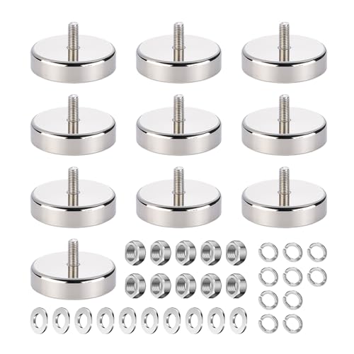 Zyluniy 10 Stück Neodym Magnete Ø 25mm mit M5 Gewinde, Runde Neodym Magnete mit Gewinde, magnet extra stark 20kg Haftkraft Magnetsysteme für Schrauben Öse oder Haken von Zyluniy