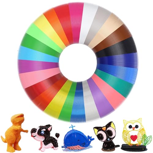 Zyluniy 3D Stift Filament PLA 1,75 mm, Je 5m Filament-3D-Druckmaterialien, 3D Printing Pen Zubehör, 25 Farben, Nachfüllpacks 3D Stift Zubehör Filament Kompatibel mit 3D Drucker stift von Zyluniy