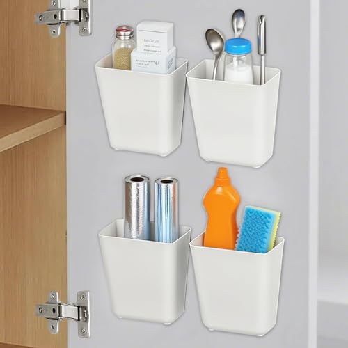 Zyluniy 4 Stück Selbstklebende Wandmontierte Aufbewahrungsboxen Küchen Organizer Wohnmobil Zubehör Badezimmer Organizer für Küche Schrank Badezimmer kühlschrank von Zyluniy