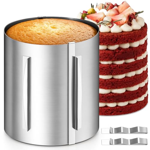 Zyluniy Edelstahl Kuchenring, Verstellbarer 6-12 Zoll Durchmesser, Höhe 20cm, Runder Backring mit Ausziehbarem Design,2 Feste Clips Stable Cake Ring Scale for Baking, Cake Mould for Decorating Zyluniy Edelstahl Kuchenring, Verstellbarer 6-12 Zoll Durchmesser, Höhe 20cm, Runder Backring mit Ausziehbarem Design,2 Feste Clips Stable Cake Ring Scale for Baking, Cake Mould for Decorating von Zyluniy