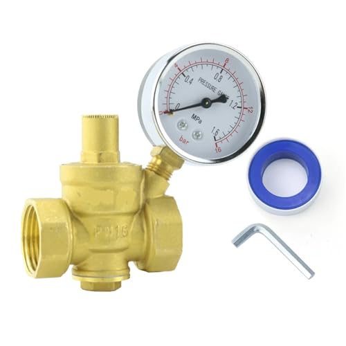 1/2 "3/4" 16bar Messing Wasserdruckregler Reduzierstück DN15 DN20 Mit Manometer for Hydraulische Instabilität/Luftreiniger für Kompressoren und Druckluftwerkzeuge(3/4") von Zymjzbetic