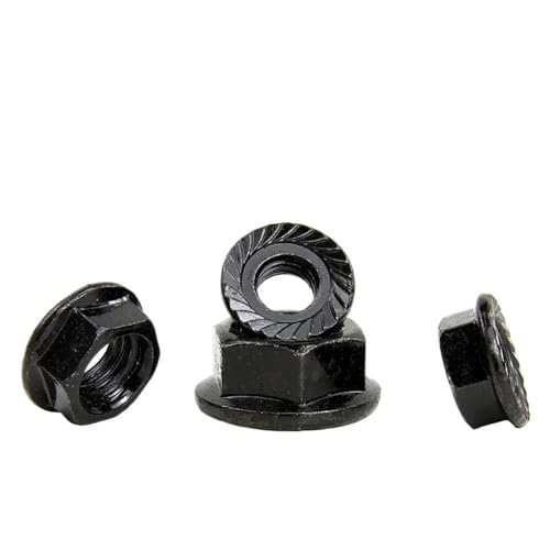 1–50 Stück Sechskant-Flanschmutter M3 M4 M5 M6 M8 M10 M12 Edelstahl/Kohlenstoffstahl gezahnte Flansch-Sicherungsmutter for Automobile für Vorder- und Hinterrad(Black zinc,M10 5pcs) von Zymjzbetic
