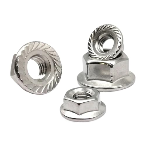 2/10/20 Stück M3 M4 M5 M6 M8 M10 M12 Sechskant-Sechskant-Flanschmutter aus Edelstahl 316 mit gezahntem Schloss für Vorder- und Hinterrad(20pcs M3) von Zymjzbetic