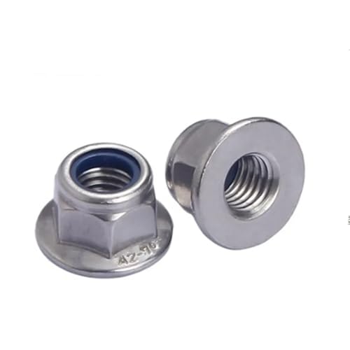 2-10PCS Flansch Nylon Kontermutter M3 M4 M5 M6 M8 M10 M12 Edelstahl und Stahl mit schwarz Weiß Zink Einsatz Kontermuttern für Vorder- und Hinterrad(Stainless steel,M12 2pcs) von Zymjzbetic