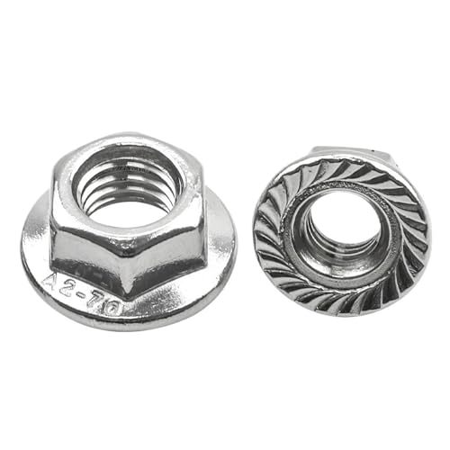 2–20 Stück Sechskant-Flanschmuttern mit feiner Teilung, M6, M8, M10, M12, M14, metrische Sechskant-Kontermuttern mit gezahntem Flansch aus Edelstahl für Vorder- und Hinterrad(M6x0.75mm 20pcs) von Zymjzbetic