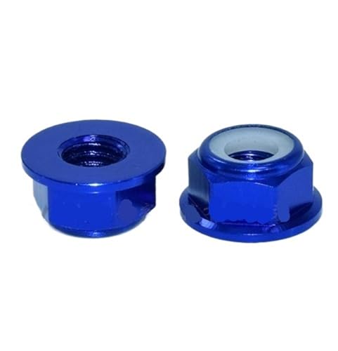 2 Stück-10 Stück M2 M2,5 M3 M4 M5 M6 M8 bunte Aluminium-Flansch-Nylon-Sicherungsmutter für Vorder- und Hinterrad(Deep blue,M2.5 10PCS) von Zymjzbetic