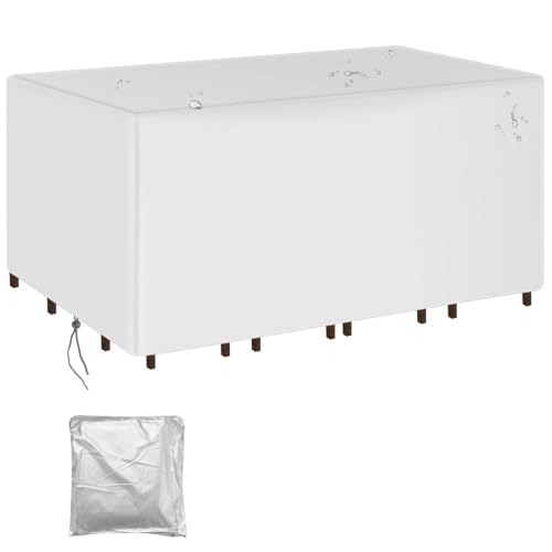 Abdeckungen for Terrassen- und Gartenmöbel, 210D, strapazierfähig, wasserdicht, for Tisch und Stühle im Freien für Stuhl- und Tischbezüge(Silver,85X85X80cm) von Zymjzbetic