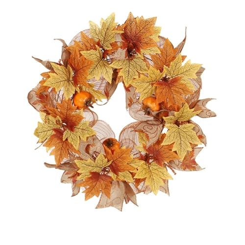 Herbstkränze, Kürbisbeere, Ahornblatt, künstlicher Kranz, Ernte, Herbst, Türkranz, Halloween, Erntedankfest, Heimdekoration für die Haustür(B-40 cm) von Zymjzbetic