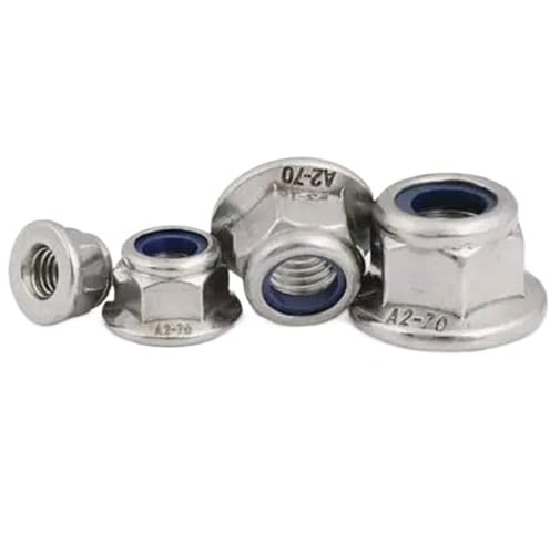 M3 M4 M5 M6 M8 M10 M12 Stahl mit schwarz-weißem Zink vernickeltem Edelstahl 304 mit Flansch und Nylon-Sicherungsmutter für Vorder- und Hinterrad(Stainless steel 304,M12 2pcs) von Zymjzbetic