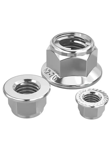 Metall-Sicherungsmutter aus Edelstahl 304 mit Flansch M4-M12 für Vorder- und Hinterrad(M4 (10Pcs)) von Zymjzbetic