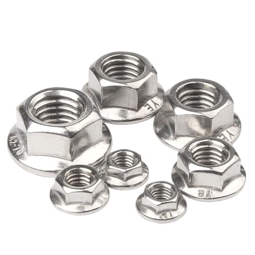 Sechskant-Flanschmuttern M3 M4 M5 M6 M8 M10 M12 M16 M20 304 Edelstahl Pinking Automatische Sicherungsmutter Gezahnter Spinlock für Vorder- und Hinterrad(M6 X 20pcs) von Zymjzbetic