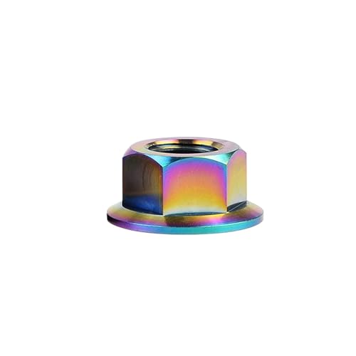 Titanmutter M5/M6/M8/M10/M12/M14/M16 Flanschmutter Bolzenkappe for Motorrad Fahrrad für Vorder- und Hinterrad(Rainbow,M8) von Zymjzbetic