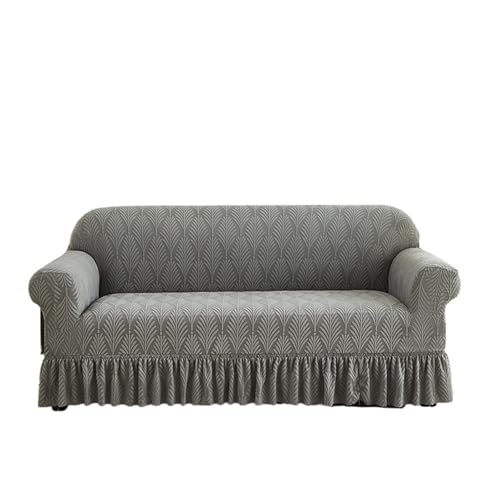 Zymjzbetic 1PC Jacquard Sofa Cover with Skirt Can Be Easily Removed Couch Cover Protector of Bench with Armrest Plant Pattern für Wohnräume(Dark Grey,1 Seater) von Zymjzbetic
