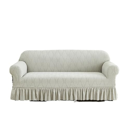 Zymjzbetic 1PC Jacquard Sofa Cover with Skirt Can Be Easily Removed Couch Cover Protector of Bench with Armrest Plant Pattern für Wohnräume(Light Grey,4 Seaters) von Zymjzbetic