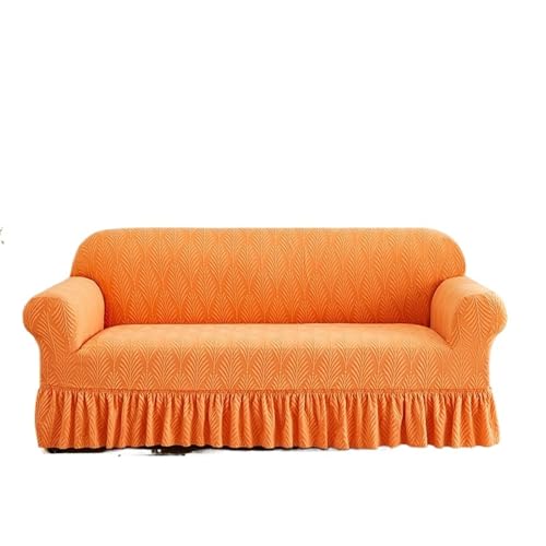 Zymjzbetic 1PC Jacquard Sofa Cover with Skirt Can Be Easily Removed Couch Cover Protector of Bench with Armrest Plant Pattern für Wohnräume(Orange,3 Seaters) von Zymjzbetic