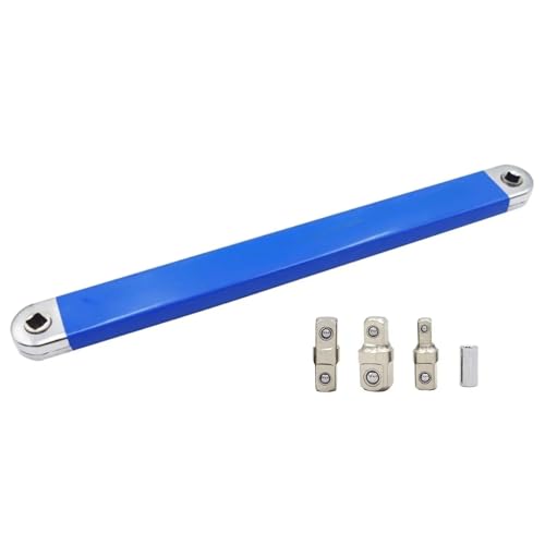 Zymjzbetic 39 cm kompakter versetzter Verlängerungsschlüssel mit 4 Adaptern Mehrzweckschlüssel Universal-Multitool Kfz-Handwerkzeugzubehör zum Greifen von Sechskant- oder Vierkantmuttern von Zymjzbetic