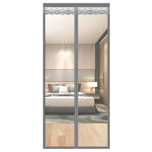 Zymjzbetic Fliegengitter Tür Sommer Magnetvorhang Fliegengitter Türnetz Türgitter Automatisches Schließen Großes Netz für Terrassentüren Balkon Schlafzimmer(Pure Gray,90x210cm) von Zymjzbetic