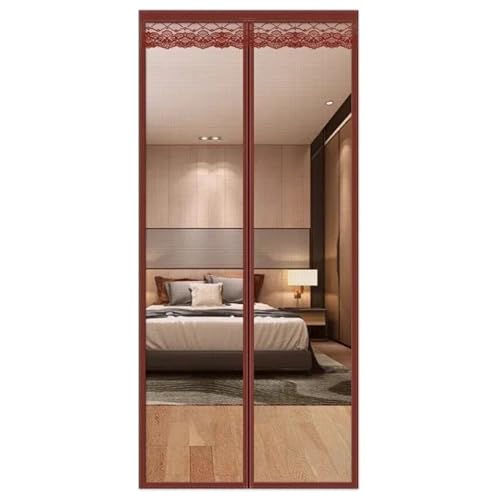 Zymjzbetic Fliegengitter Tür Sommer Magnetvorhang Fliegengitter Türnetz Türgitter Automatisches Schließen Großes Netz für Terrassentüren Balkon Schlafzimmer(Solid Color Coffee,90x210cm) von Zymjzbetic