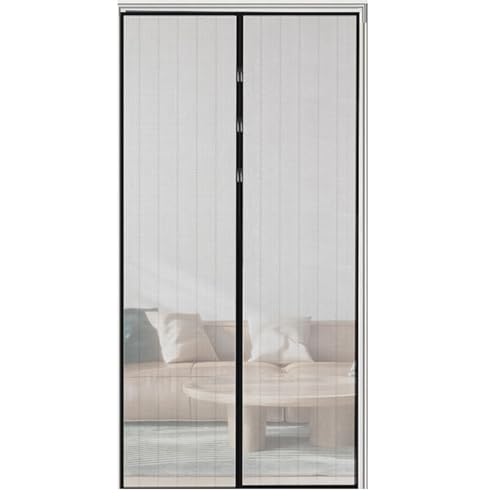 Zymjzbetic Tür-Bildschirm-Vorhang Sommer magnetischer Türvorhang Selbstklebender Bildschirm Haushalt leise für Terrassentüren Balkon Schlafzimmer(Black Window Screen,S 80x210cm) von Zymjzbetic